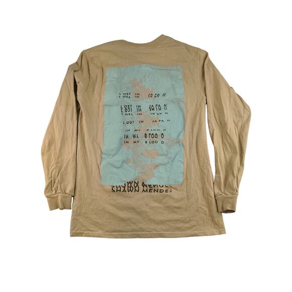 Womens Shawn Mendes Long Sleeve T Shirt Size Small Lost in Japan Beige Merch - Picture 1 of 12